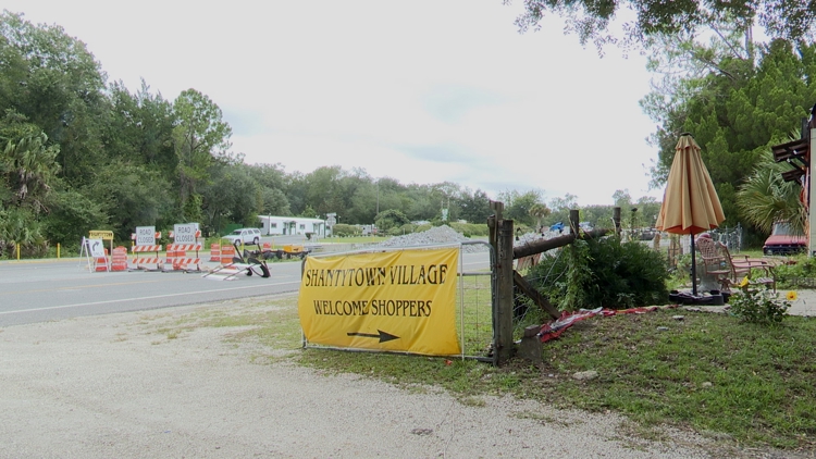 Shantytown Village owner concerned Pellicer Creek bridge construction is impacting business — First Coast News Local, New Hope Business news
