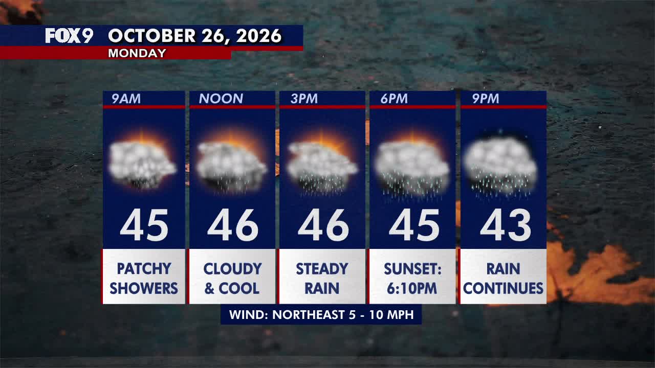 Minnesota weather: Wet, cloudy and cool Monday — FOX 9, New Hope Community news
